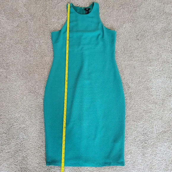 H&M Womens High Neck Bodycon Racerback Dress Size 14 Green - Picture 8 of 10